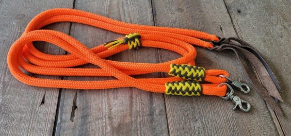 6' orange split reins